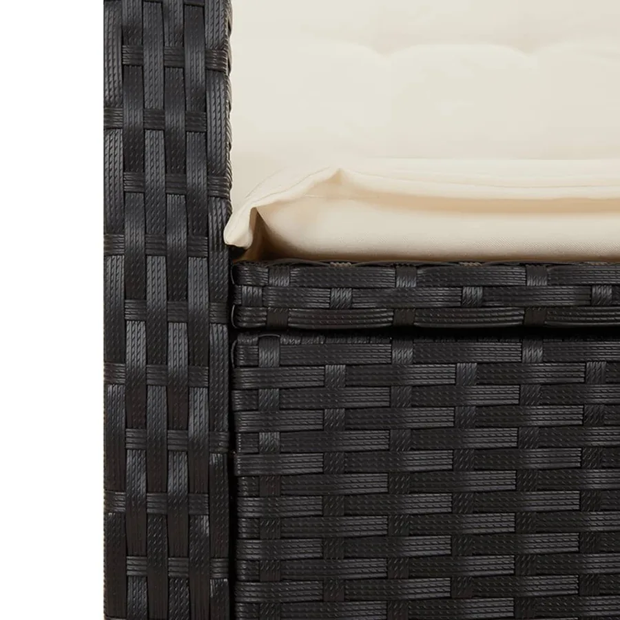 Banc inclinable de jardin avec coussins noir résine tressée - 7