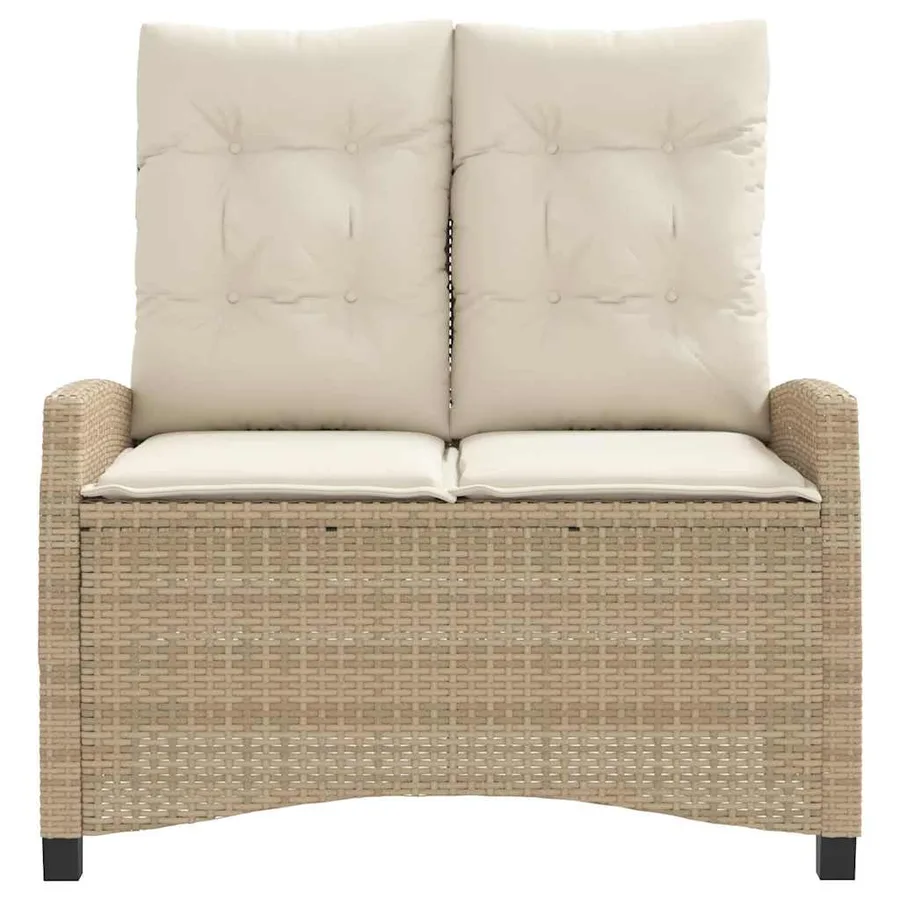 Banc inclinable de jardin avec coussins beige résine tressée - 3