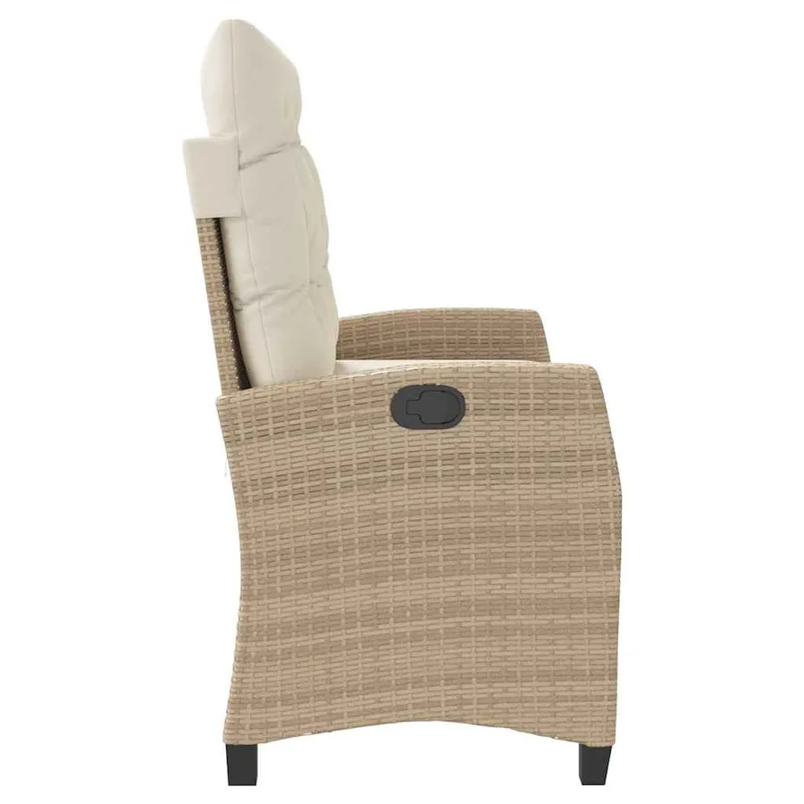 Banc inclinable de jardin avec coussins beige résine tressée - 4