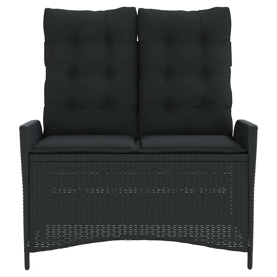 Banc inclinable de jardin avec coussins noir résine tressée - 3