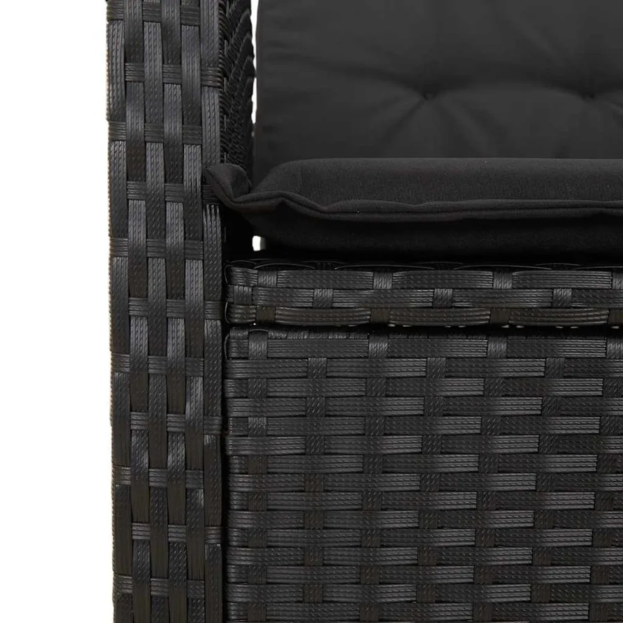 Banc inclinable de jardin avec coussins noir résine tressée - 7