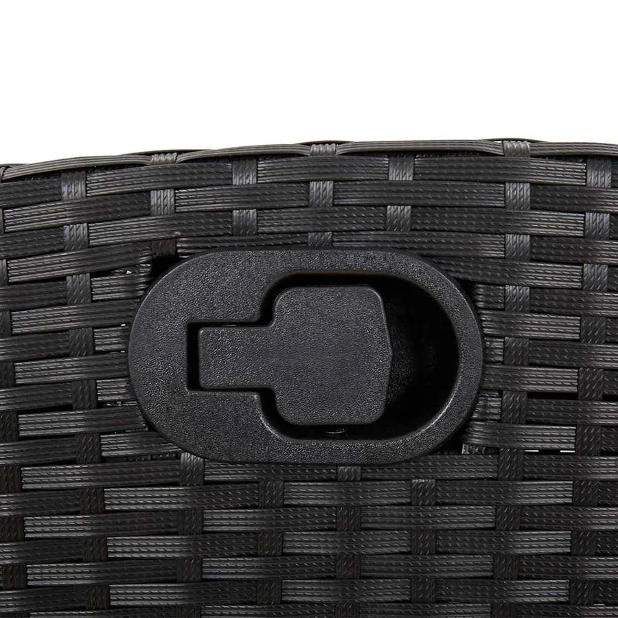 Banc inclinable de jardin avec coussins noir résine tressée - 8