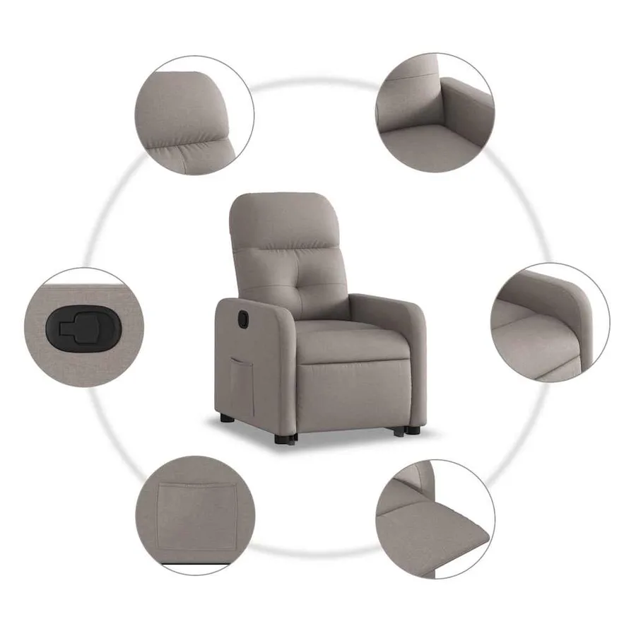 Fauteuil inclinable taupe tissu - 8