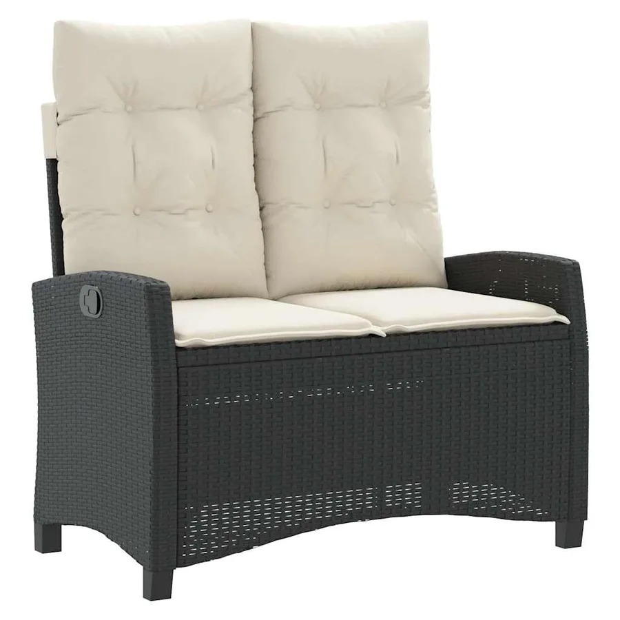 Ensemble à manger de jardin coussins 2pcs noir résine tressée - 3