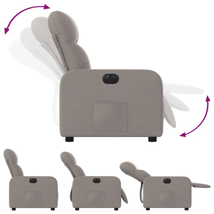 Fauteuil inclinable électrique Taupe Tissu - 7