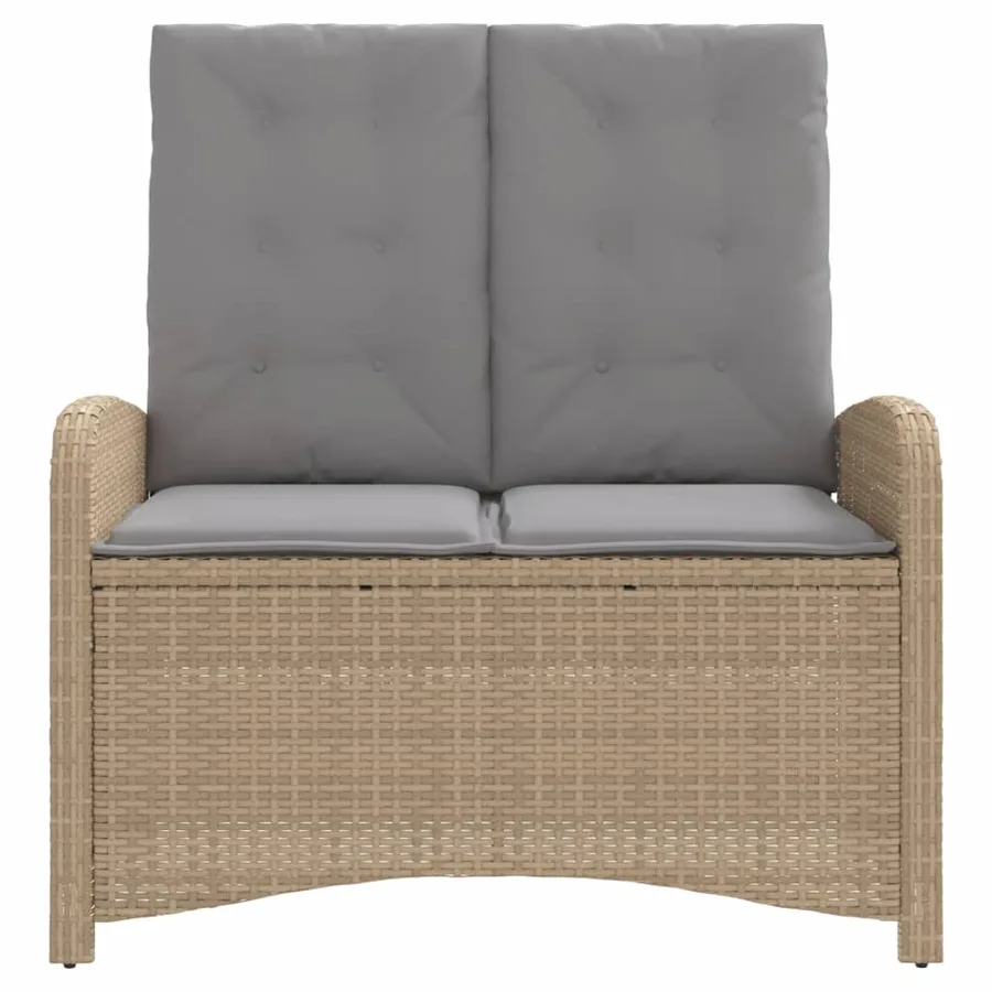 Banc inclinable de jardin avec coussins beige résine tressée - 3