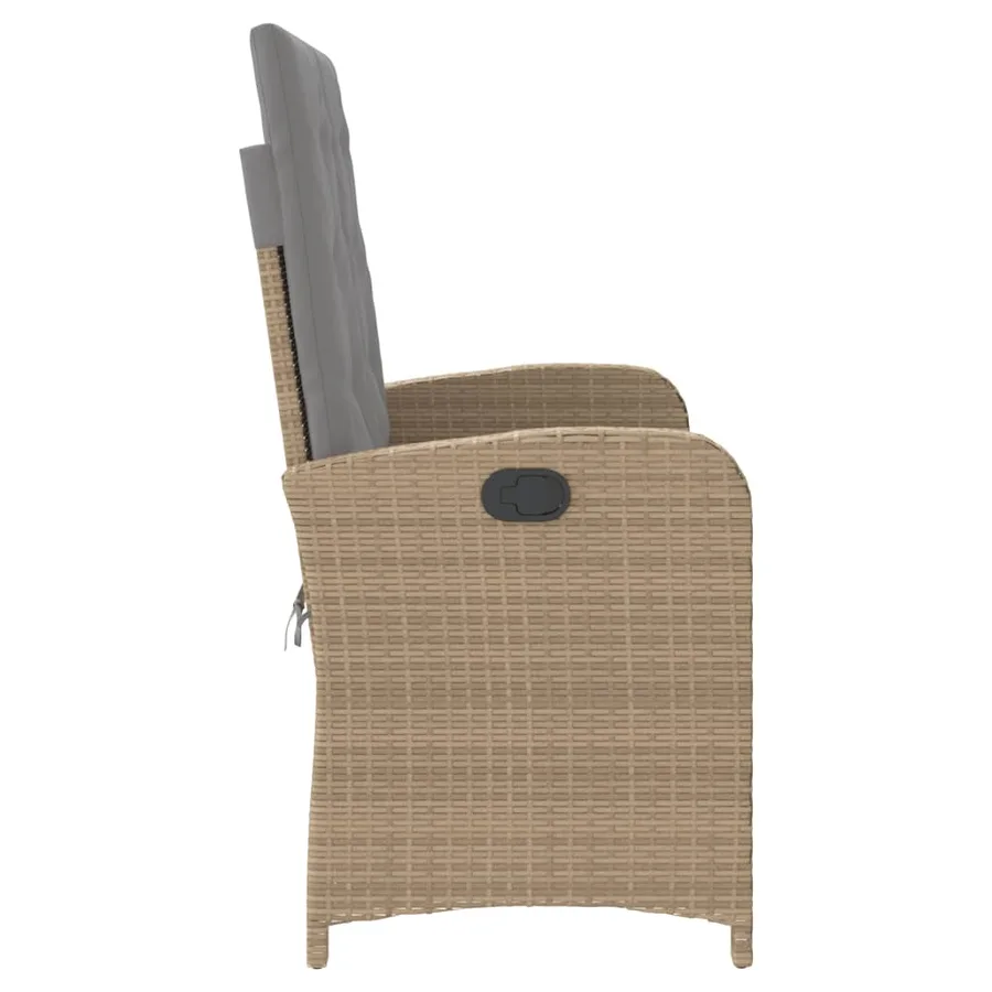 Banc inclinable de jardin avec coussins beige résine tressée - 4