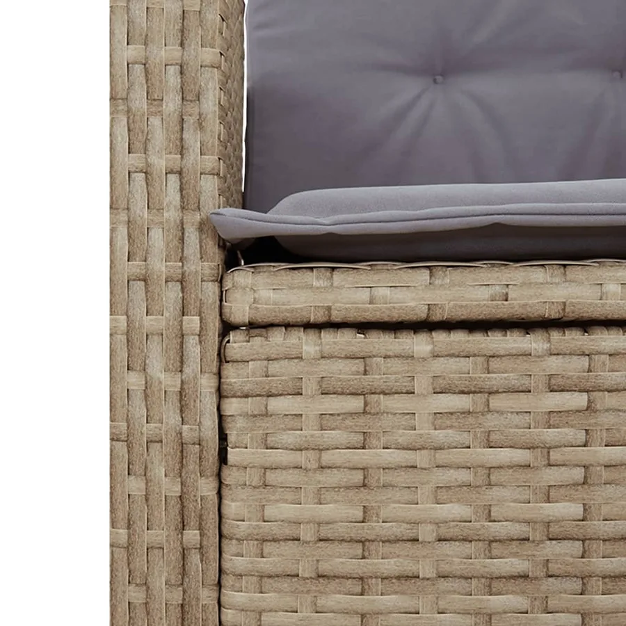 Banc inclinable de jardin avec coussins beige résine tressée - 7