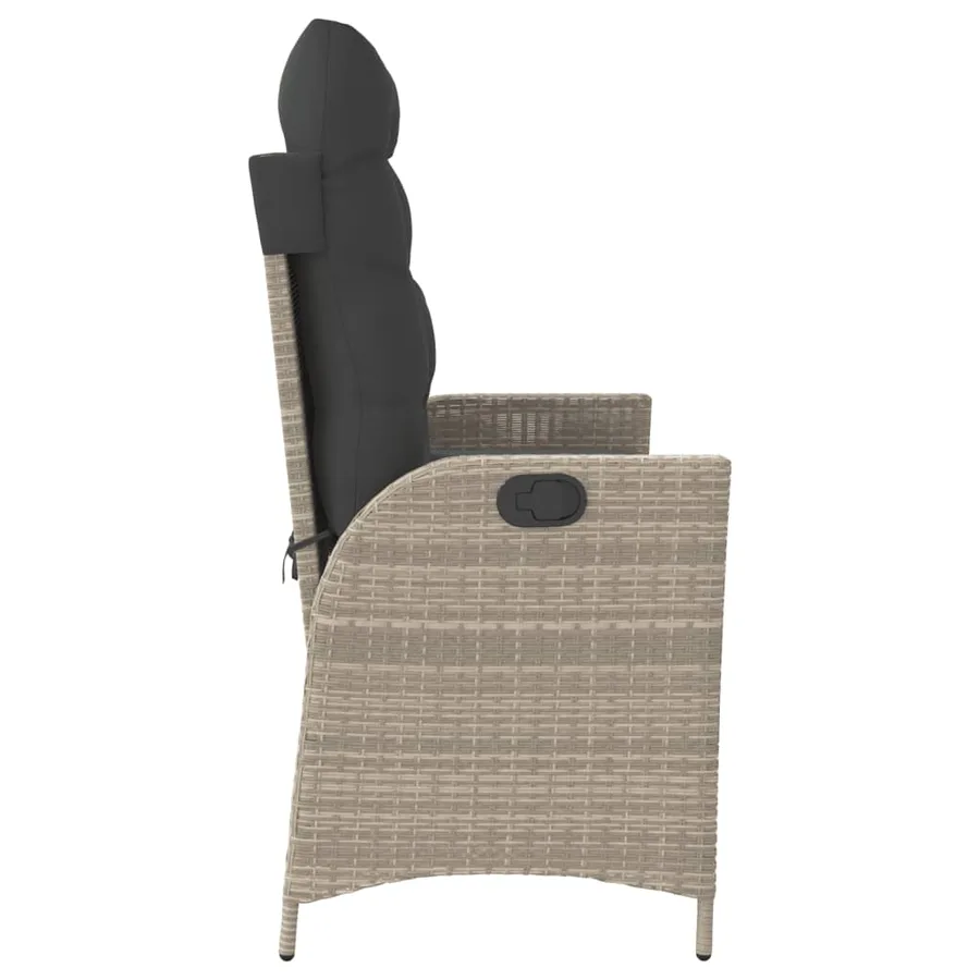 Banc inclinable de jardin et coussins gris clair résine tressée - 4