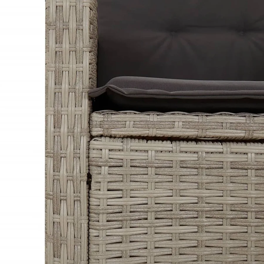 Banc inclinable de jardin et coussins gris clair résine tressée - 7