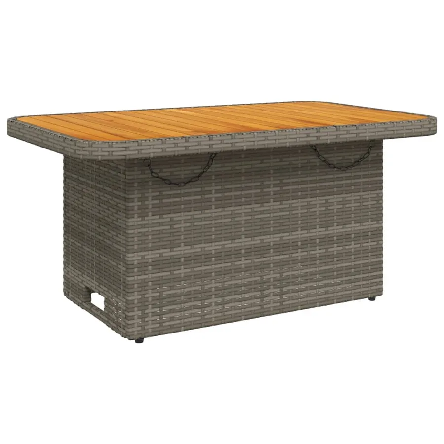 Table de jardin gris 90x55x71cm Résine tressée et bois d'acacia - 2
