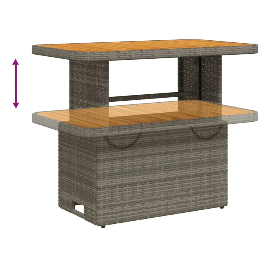Table de jardin gris 90x55x71cm Résine tressée et bois d'acacia - 4