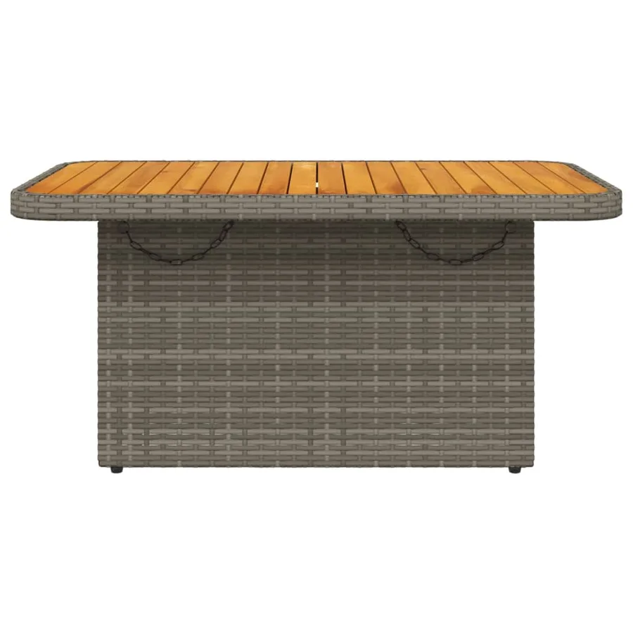 Table de jardin gris 90x55x71cm Résine tressée et bois d'acacia - 5