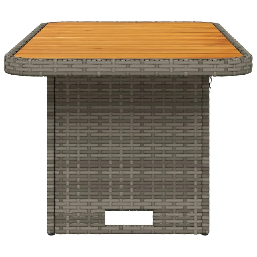 Table de jardin gris 90x55x71cm Résine tressée et bois d'acacia - 6