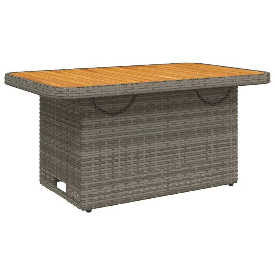 Table de jardin gris 90x55x71cm Résine tressée et bois d'acacia - 7