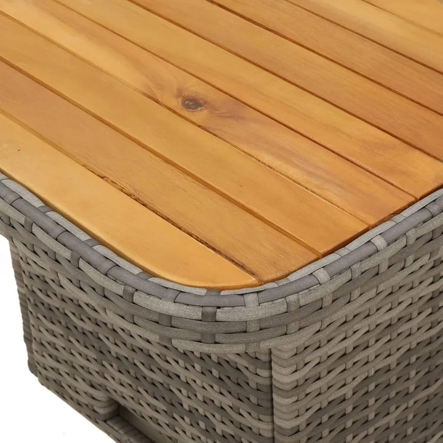 Table de jardin gris 90x55x71cm Résine tressée et bois d'acacia - 9