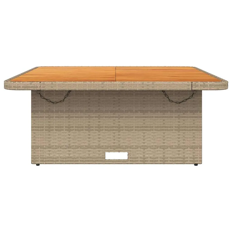 Table de jardin beige 110x110x71 cm résine tressée bois acacia - 5