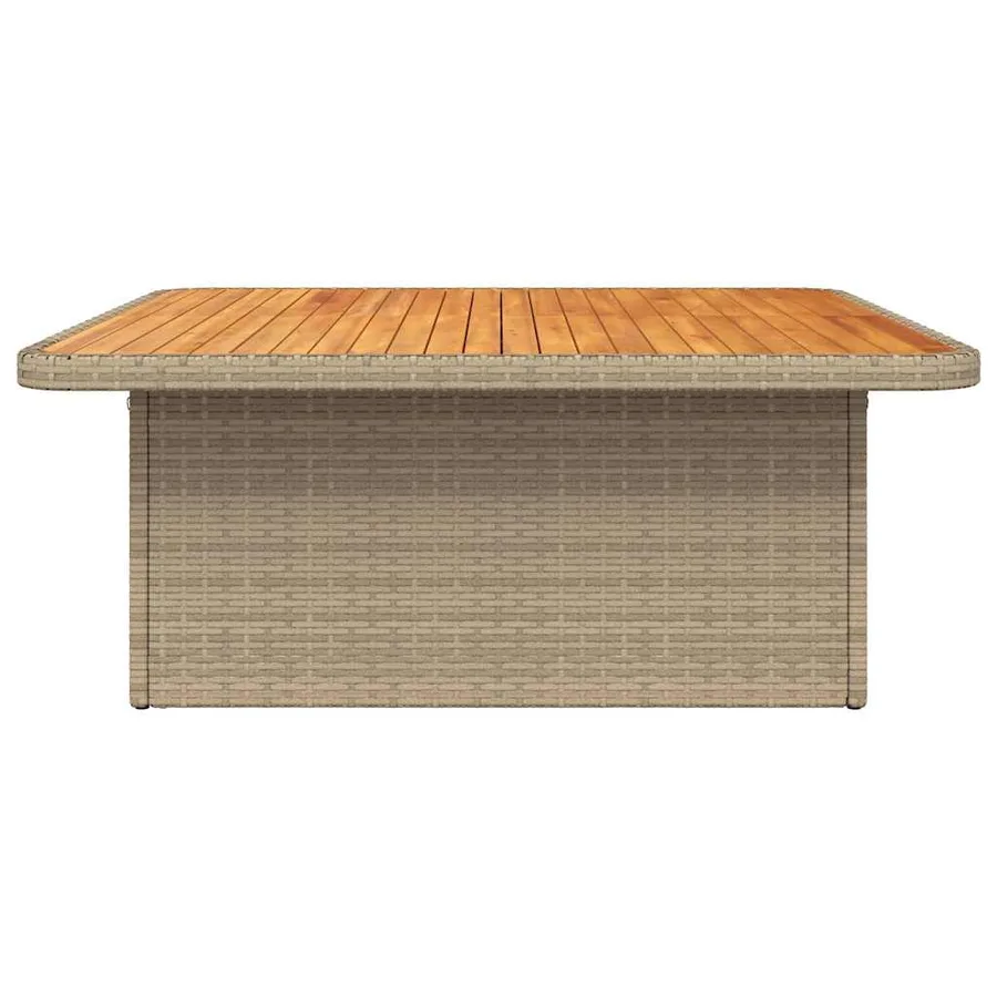 Table de jardin beige 110x110x71 cm résine tressée bois acacia - 6