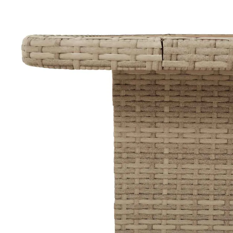 Table de jardin beige 110x110x71 cm résine tressée bois acacia - 8