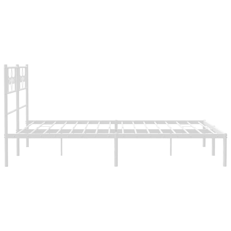 Cadre de lit métal sans matelas et tête de lit blanc 135x190 cm - 7