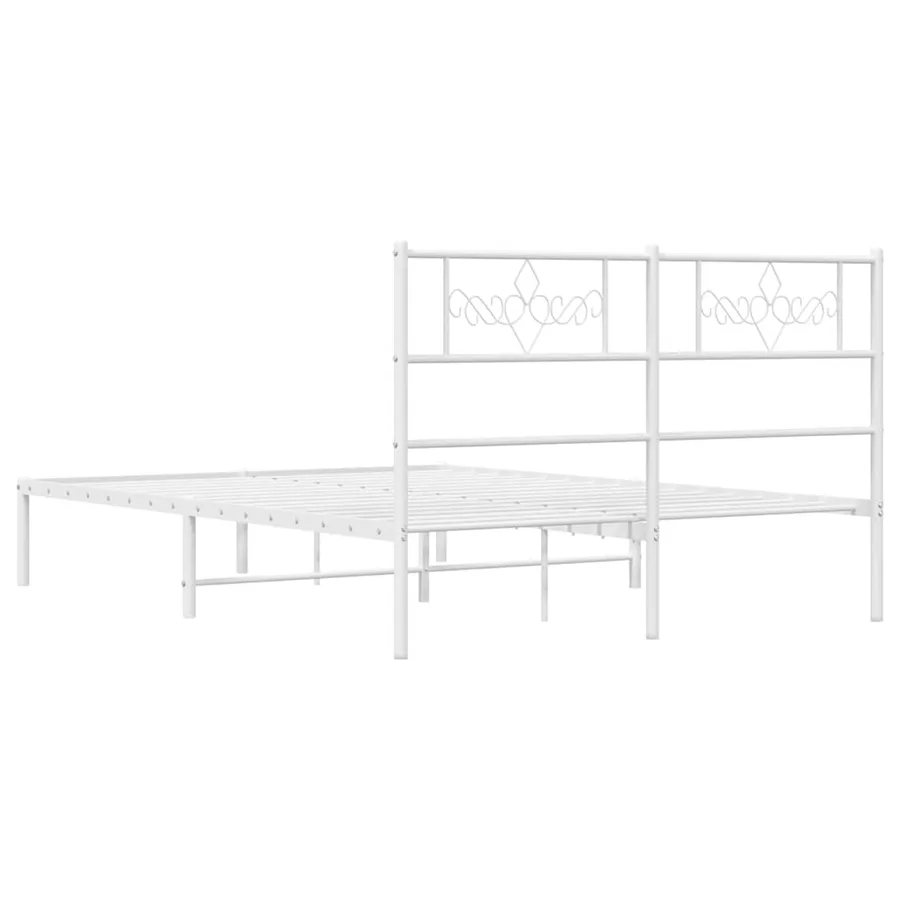 Cadre de lit métal sans matelas et tête de lit blanc 135x190 cm - 8
