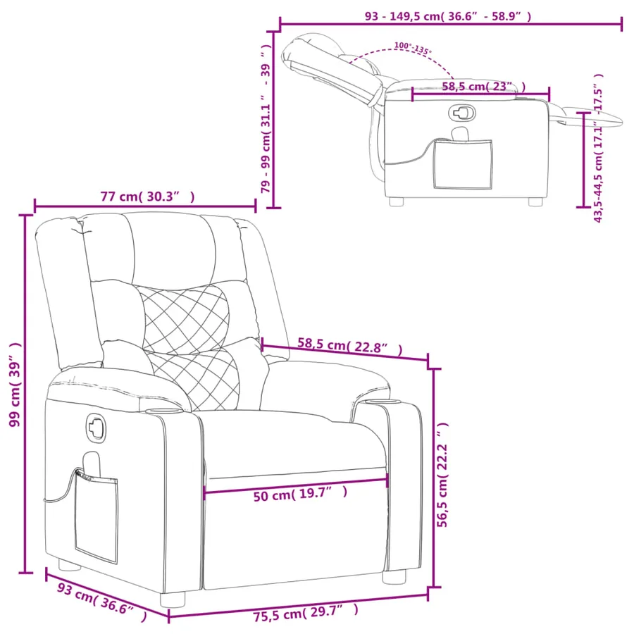 Fauteuil inclinable de massage Crème Similicuir - 12