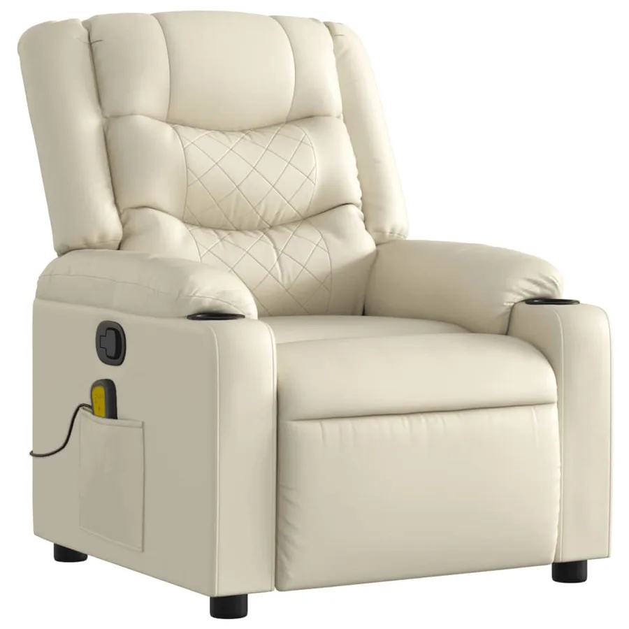 Fauteuil inclinable de massage Crème Similicuir - 3