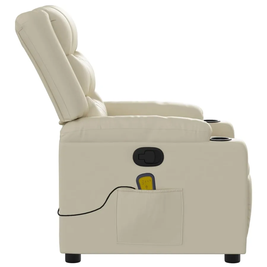 Fauteuil inclinable de massage Crème Similicuir - 8