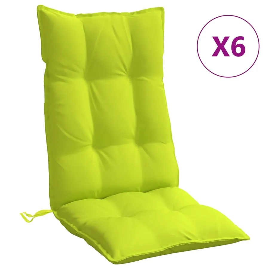 Coussins de chaise à dossier haut lot de 6 vert vif - 2
