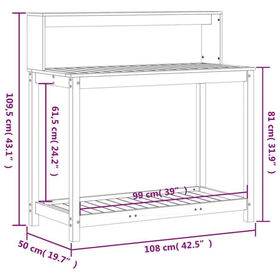 Table de rempotage avec étagères blanc bois massif de pin - 10