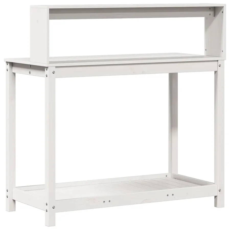 Table de rempotage avec étagères blanc bois massif de pin - 7