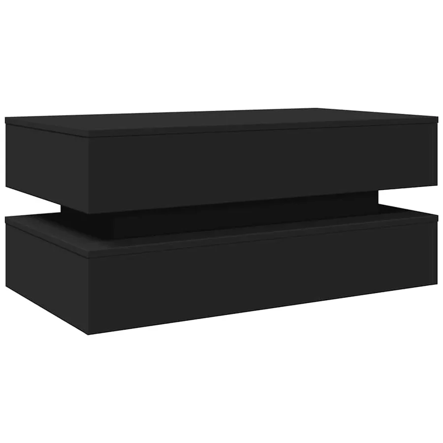 Table basse avec lumières LED noir 90x50x40 cm - 3