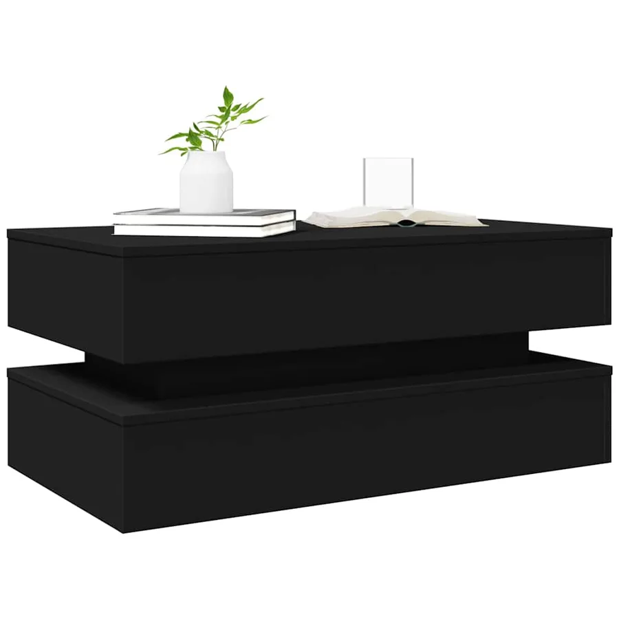 Table basse avec lumières LED noir 90x50x40 cm - 6