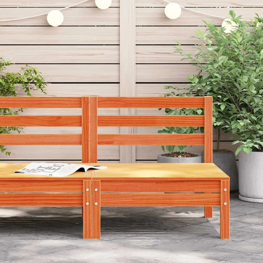 Canapé de jardin sans accoudoirs cire marron bois de pin massif - 3