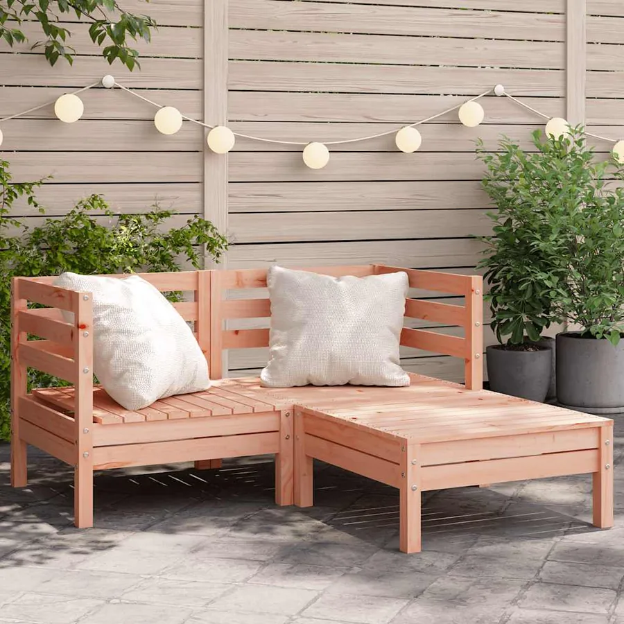 Canapé de jardin 2 places avec repose-pied bois massif douglas