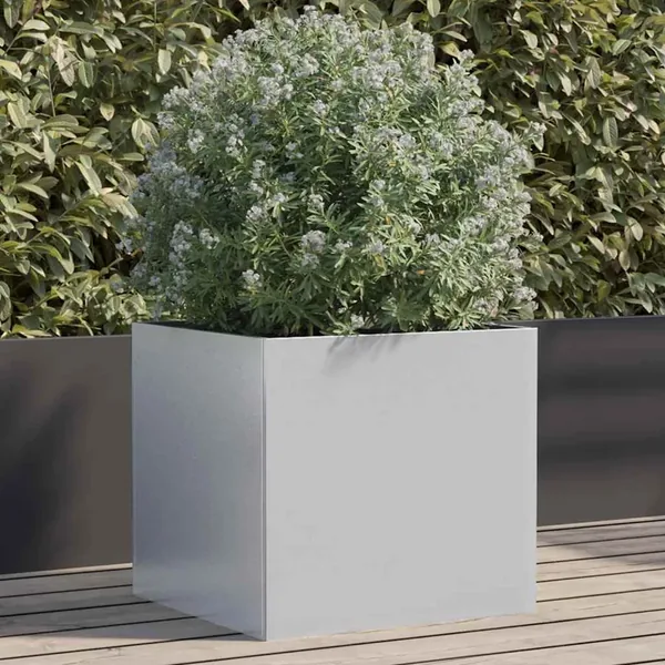 Jardinière argenté 42x40x39 cm acier galvanisé