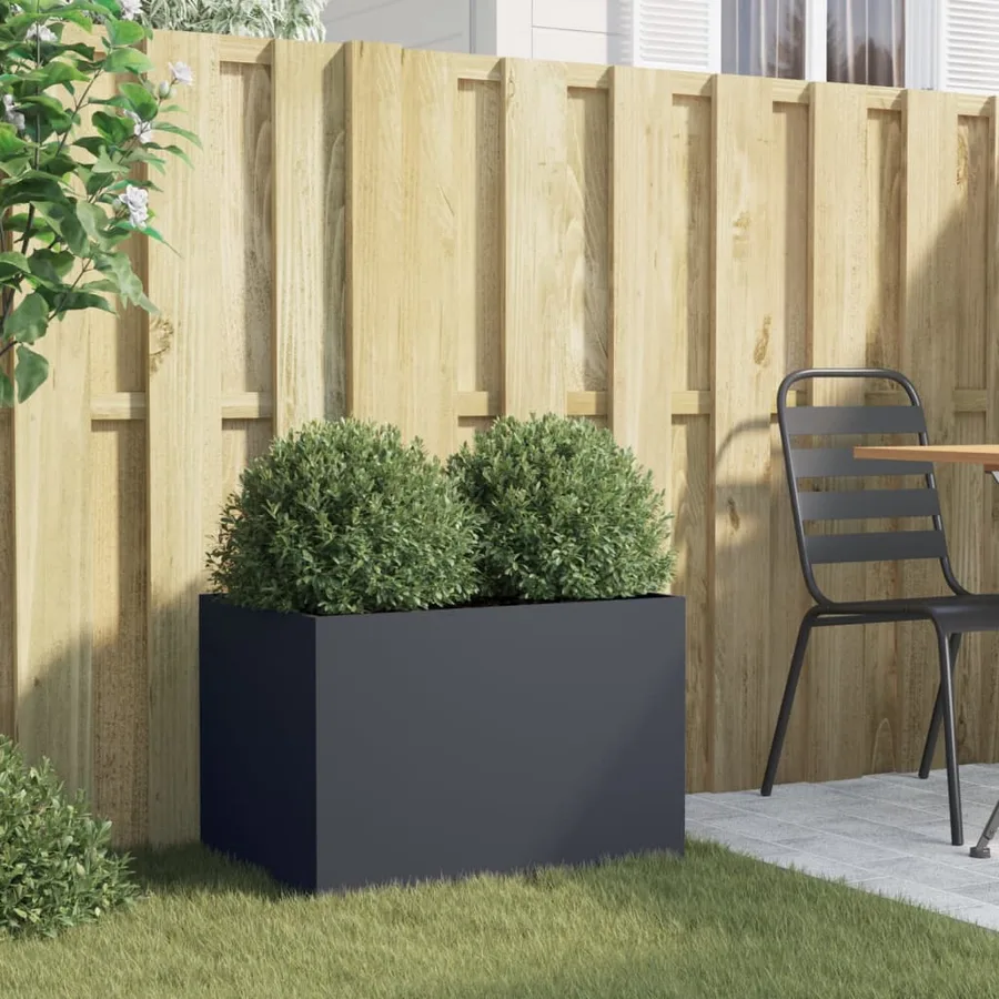 Jardinière anthracite 62x40x39 cm acier - 3
