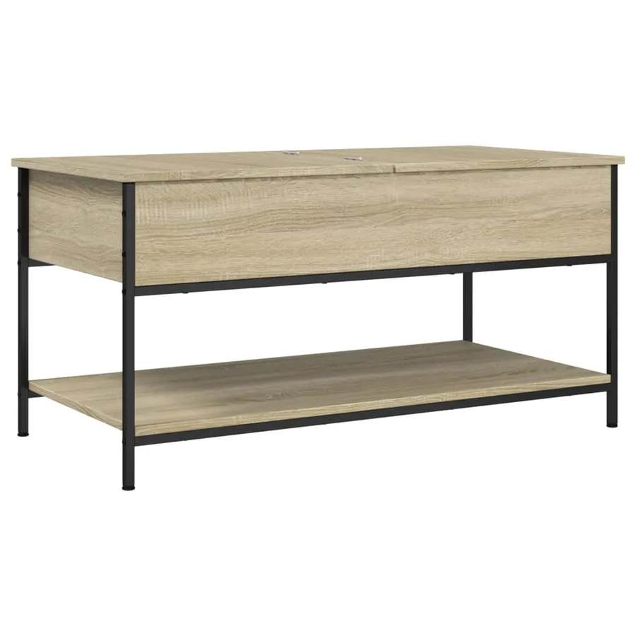 Table basse chêne sonoma 100x50x50cm bois d'ingénierie et métal - 2