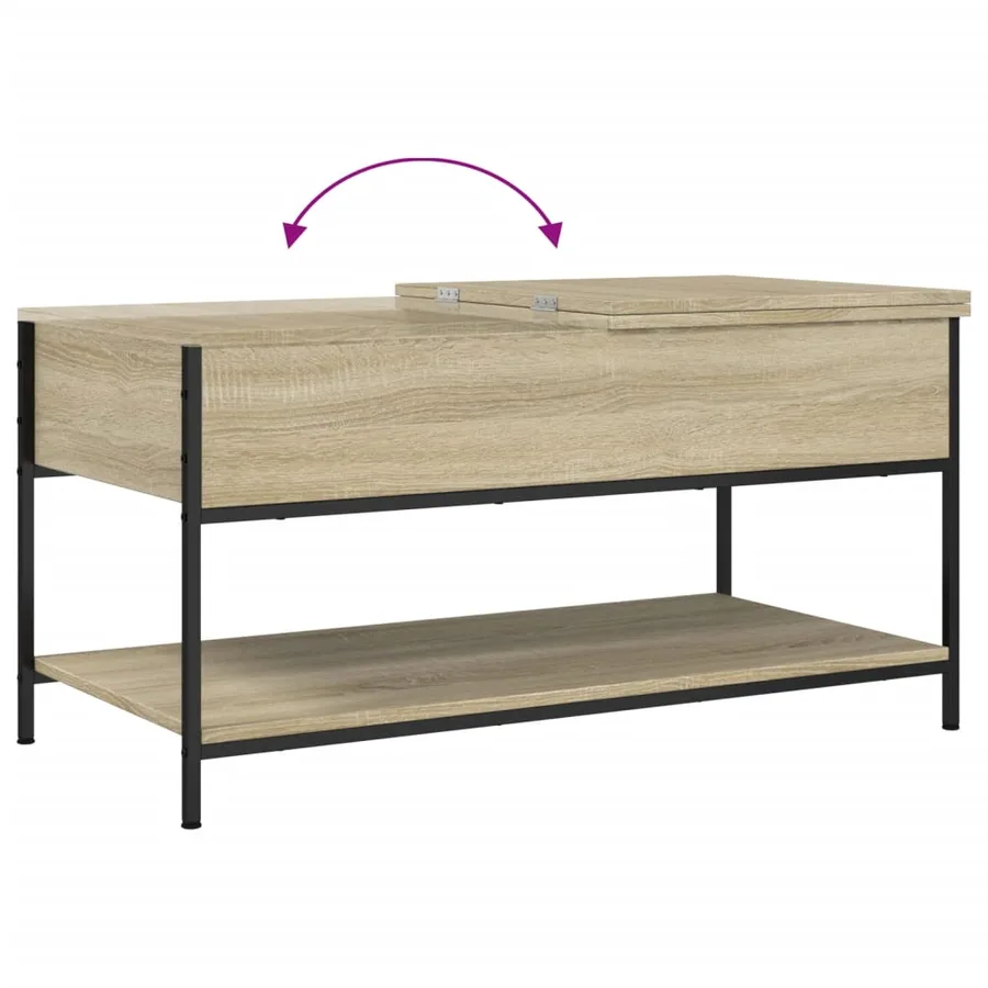 Table basse chêne sonoma 100x50x50cm bois d'ingénierie et métal - 8