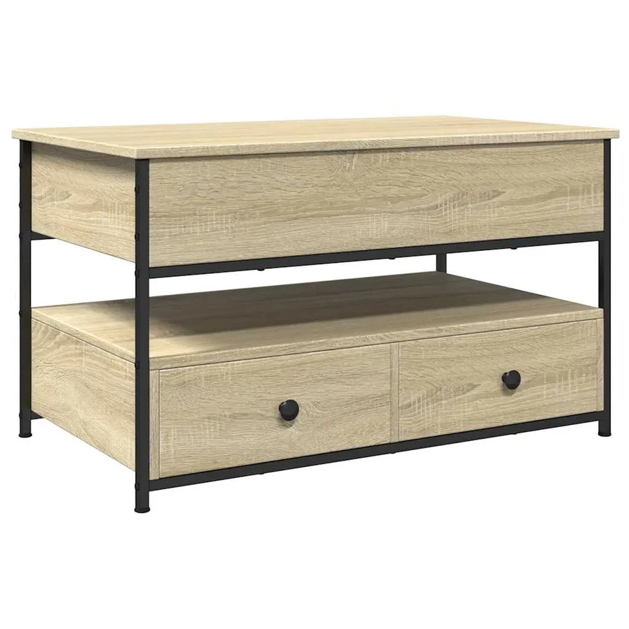 Table basse chêne sonoma 85x50x50 cm bois d'ingénierie et métal - 2