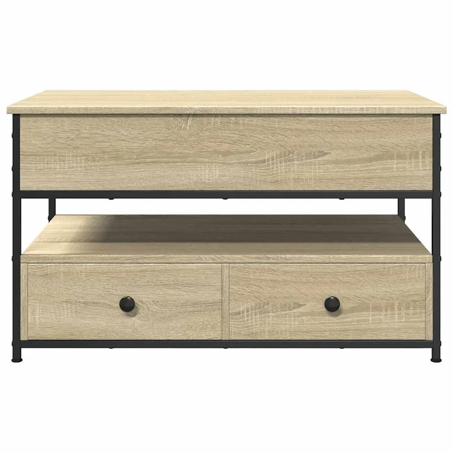 Table basse chêne sonoma 85x50x50 cm bois d'ingénierie et métal - 5