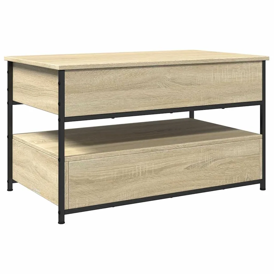 Table basse chêne sonoma 85x50x50 cm bois d'ingénierie et métal - 7