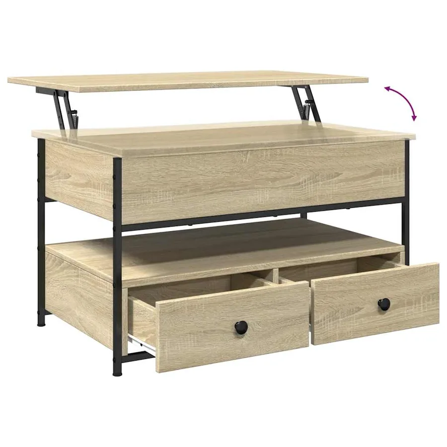 Table basse chêne sonoma 85x50x50 cm bois d'ingénierie et métal - 8
