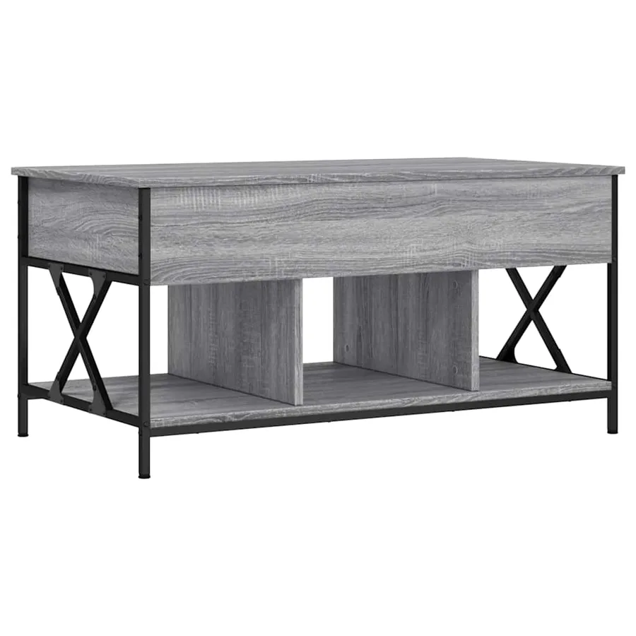 Table basse sonoma gris 100x55x50 cm bois d'ingénierie et métal - 2