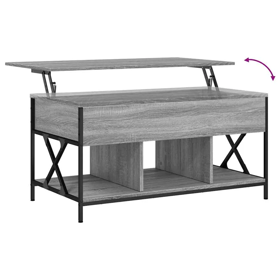 Table basse sonoma gris 100x55x50 cm bois d'ingénierie et métal - 8