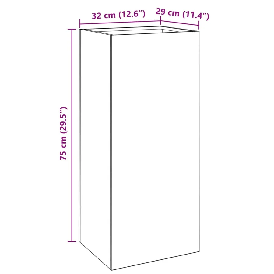 Jardinière vert olive 32x29x75 cm acier - 10