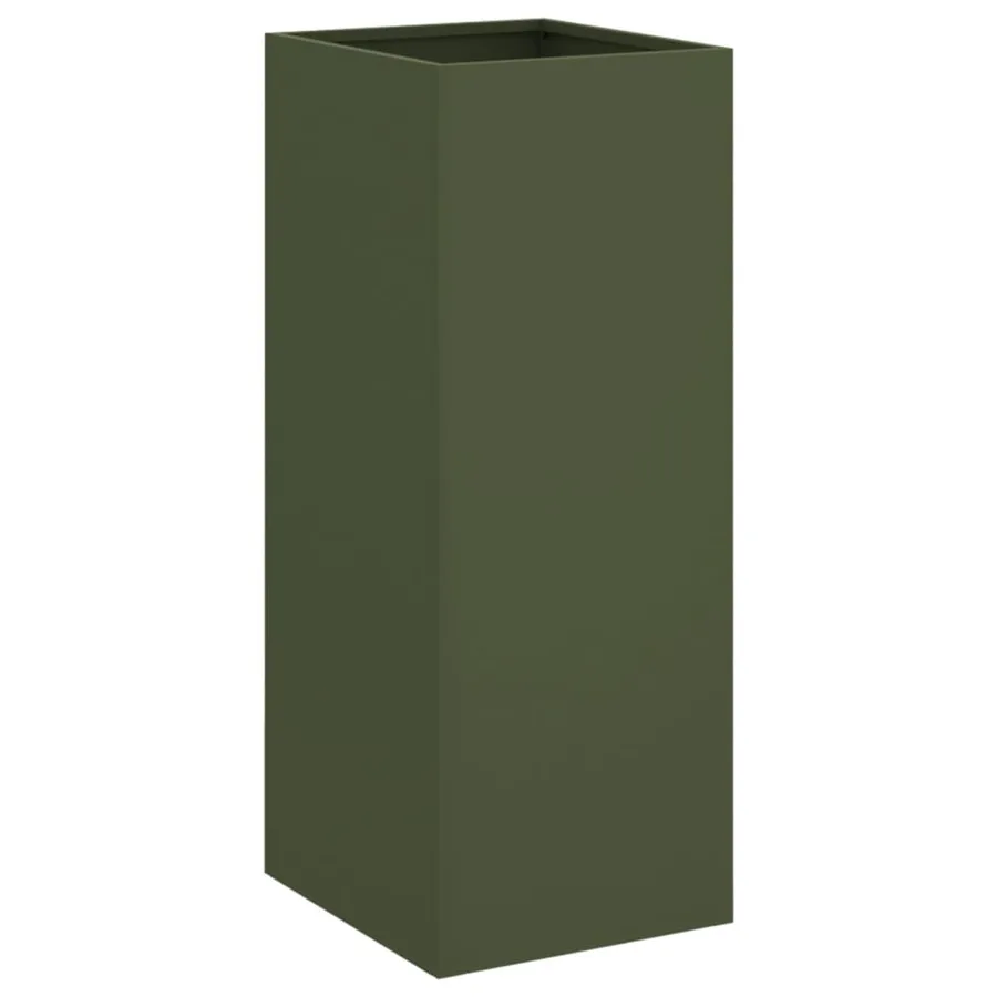 Jardinière vert olive 32x29x75 cm acier - 2
