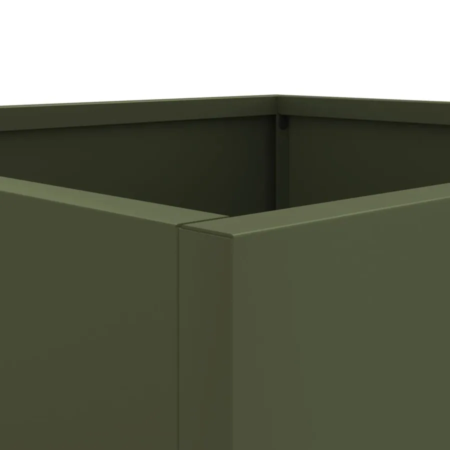 Jardinière vert olive 32x29x75 cm acier - 8