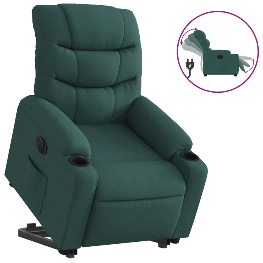 Fauteuil inclinable électrique vert foncé tissu - 2