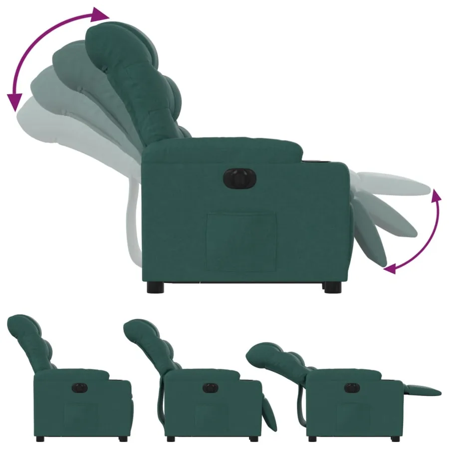 Fauteuil inclinable électrique vert foncé tissu - 7